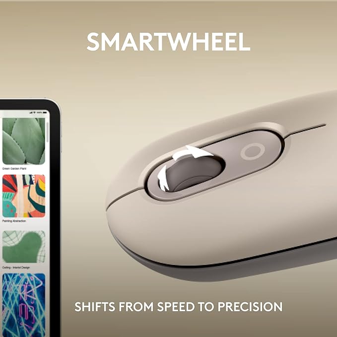 Logitech POP Mouse Wireless Mouse with Customizable Emojis SilentTouch Technology Precision/Speed Scroll Compact Design Bluetooth Multi-Device OS Compatible - Mist