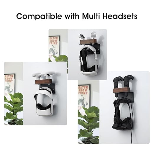 NIRVASH VR Headset Wall Mount Holder with Controller Holder