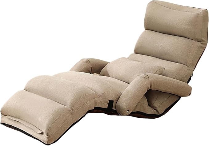 Floor Chair with Back Support and Arms Filled with High-Density Sponge and PP Cotton No Assembly is Required Sofa Chair 4 Parts Can Be Adjusted(White)