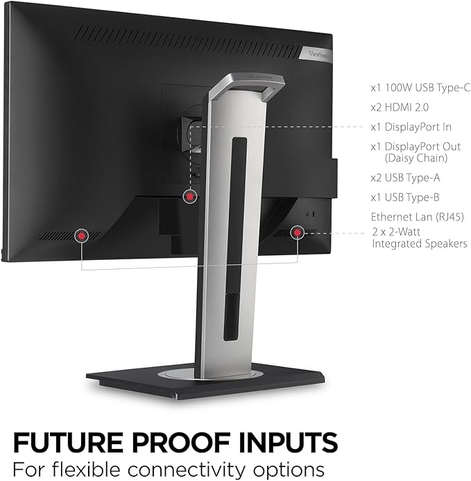 ViewSonic VG2756A-2K 27 Inch IPS 1440p Docking Monitor with 100W USB C Ethernet RJ45 HDMI Display Port and 40 Degree Tilt Ergonomics Daisy Chain for Home and OfficeBlack