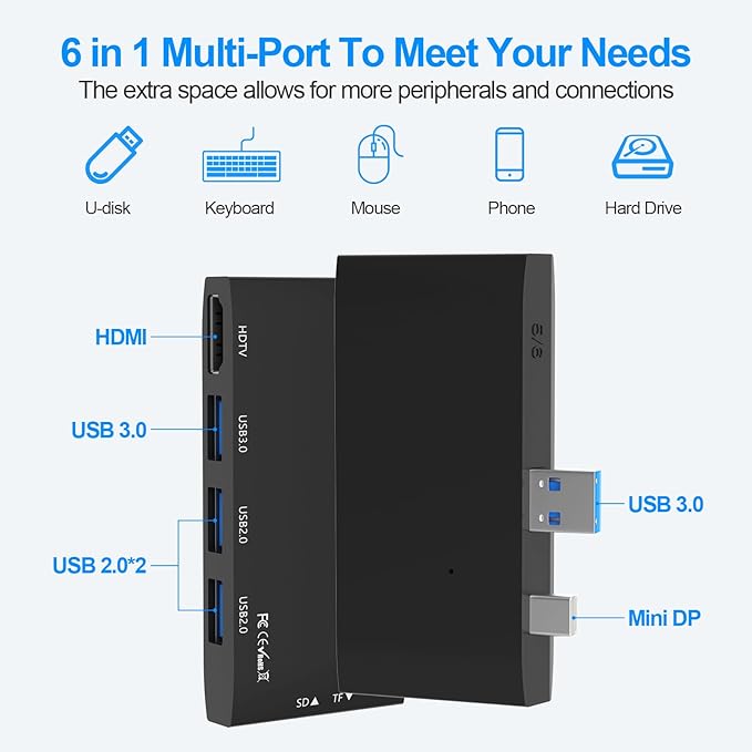Surface Pro 6/Pro 5/Pro 4 Docking Station USB Hub with HDMI - Surface Pro 4/5/6 Accessories dongle SD Micro Card Memory Card Readers Dock Surface Pro 4K HDMI Adapter with 1 x USB3.0 + 2 x USB2.0 Port