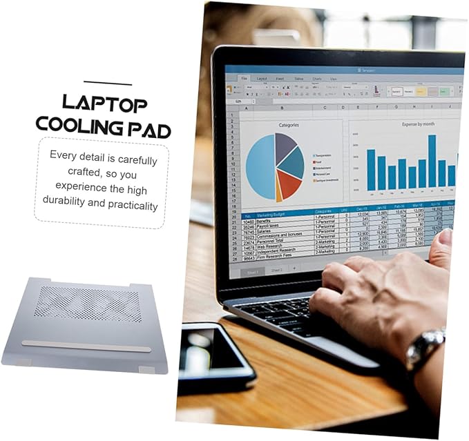 Artibetter Aluminum Alloy Laptop Cooler Stand with Fan Cooling Pad for Notebooks to 17.3 Inch Elevated Gray Cooling Rack for Gaming and Office Use