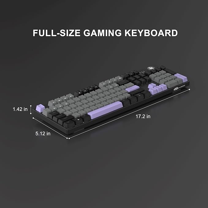 MageGee MK-Storm Mechanical Gaming Keyboard 104 Keys Wired Light Up Keyboard with Linear Red Switch Ice Blue Backlit Double-Shot Keycaps N-Key Rollover for Laptop Desktop PC (Twilight Purple)