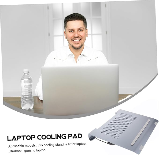 GALPADA Aluminum Alloy Laptop Cooling Pad with LED Fan Notebook Cooler Stand for Gaming and Office Use Gray USB Air Cooler Compatible with 15-17 Inch Laptops