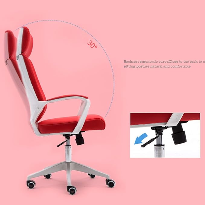 Mlaea High Back Gaming Chairs Living Room Chair with Height Adjustable Rocking Function Executive Swivel Computer Chair(Size:50 * 47 * 105-113CMColor:White)