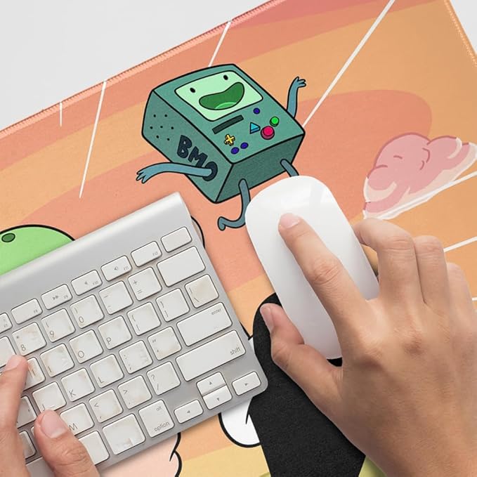 Adventure Time Finn and Jake Attack Friends Large Gaming Mouse Pad Desk Mat with Stitched Edges Non-Slip Base for Gamer Home and Office 31.5 x 15.7