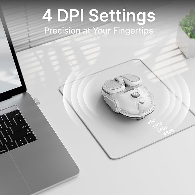 EWEADN Q9 Wireless Clear Mouse Dual Mode Bluetooth &amp 2.4G USB Computer Mouse with RGB Lighting Silent Clicks Multi-Device Compatibility for Laptop PC MacBook iPad Cute Mouse-White
