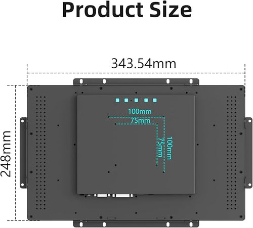 15.6 Inch Open Frame Touchscreen Monitor Surface is IP65 Waterproof 1920 x 1080 @ 60Hz TFT LCD IK08 Industrial Touch Screen Monitor 10 Finger Capacitive Touch