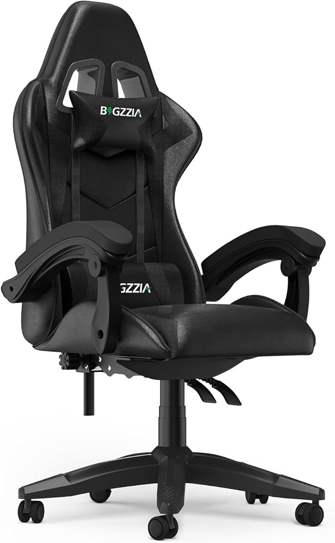 Gaming Chair High Back Ergonomic Computer Gamer Chair with Headrest and Lumbar Support Racing Style Reclining Game Chair for Adults Kids (Black)