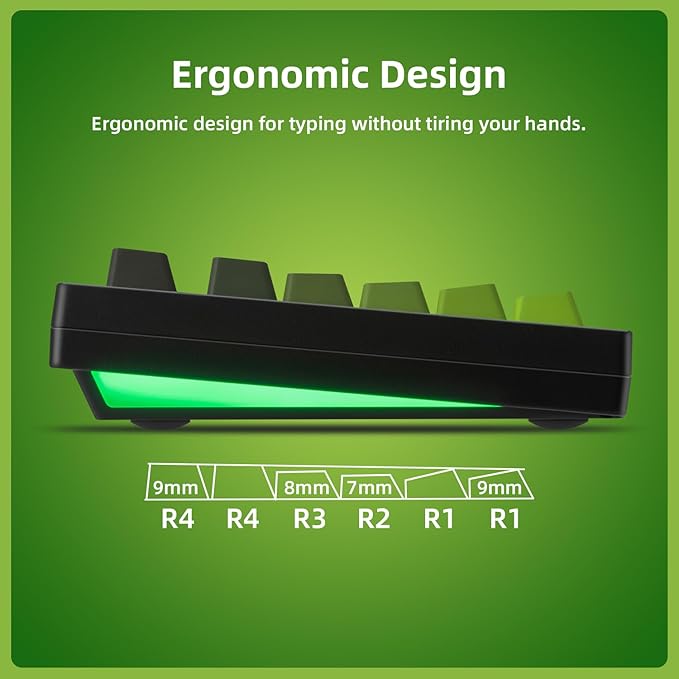 ZORNHER ZH870 Wireless Mechanical Gaming Keyboard80% Green Custom Creamy Sound Keyboard with Shine Through PBT KeycapsPre-lubed Linear SwitchesHot-SwappableRGB Backlit2.4GHz/USB-C/BT5.0