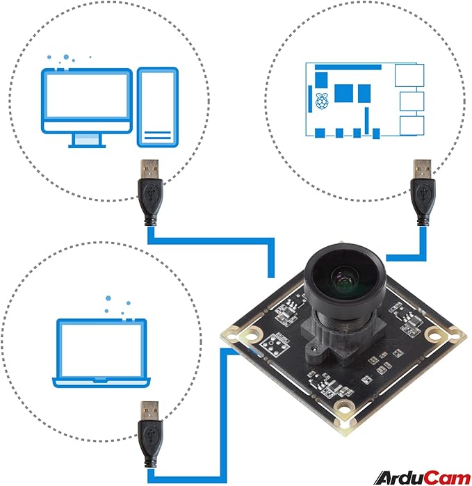 Arducam 5MP Wide Angle USB Camera for Computer 1/4 CMOS OV5648 Mini UVC USB2.0 Video Webcam with Microphone with 3.3ft/1m Cable