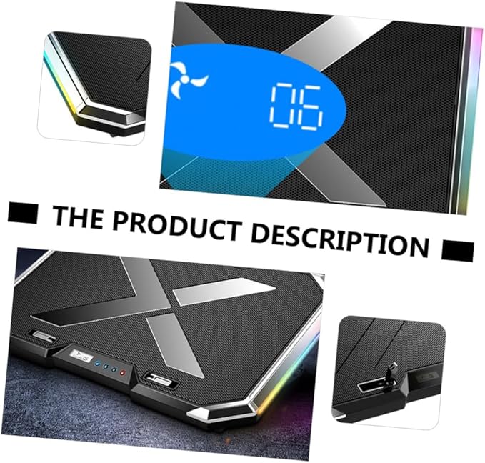 RGB Touch Control Laptop Cooling Pad Colorful LED Lights Adjustable Height Portable Design for Gaming and Work Compatible Laptop Sizes