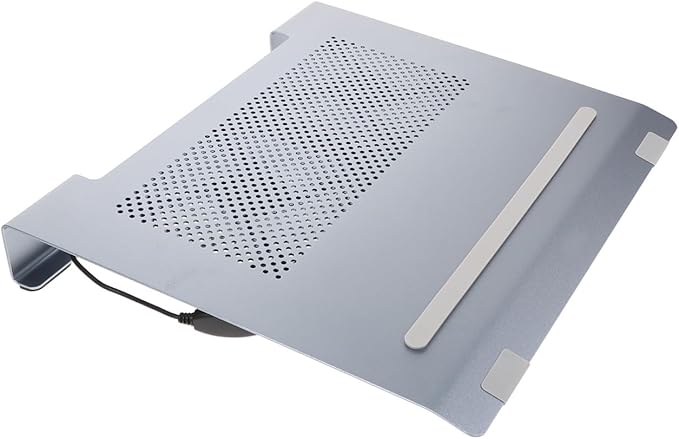 BESPORTBLE Aluminum Alloy Laptop Cooler Stand with Cooling Fan Ventilated Support to 17.3 Inch Notebooks Portable Heat Dissipation Base for Gaming and Office Use Gray