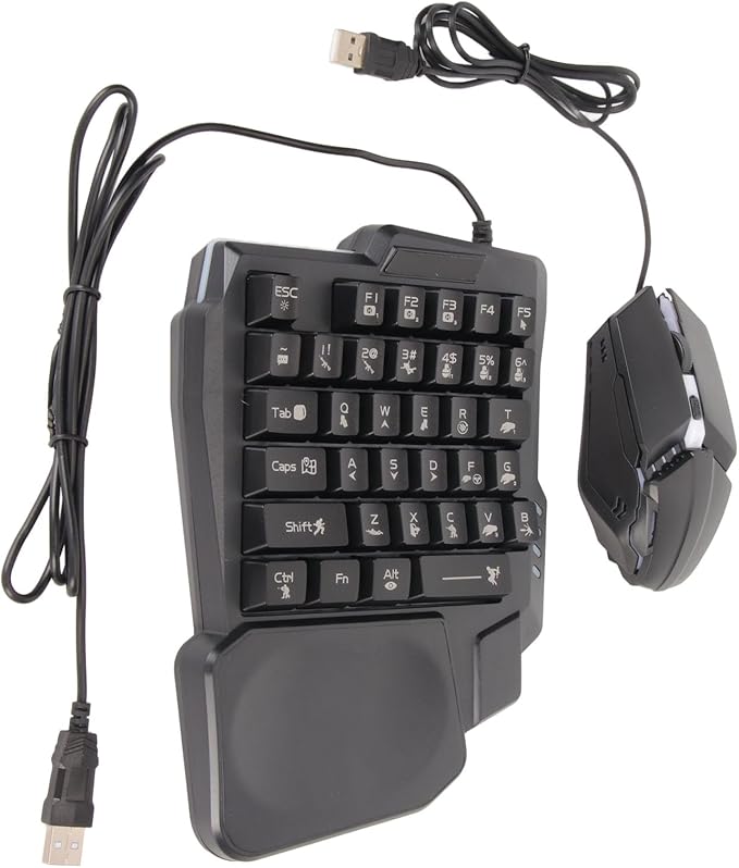 Gugxiom One Hand RGB Gaming Keyboard and Mouse Combo Half Hand Mechanical Feeling Keyboard for Mobile Games