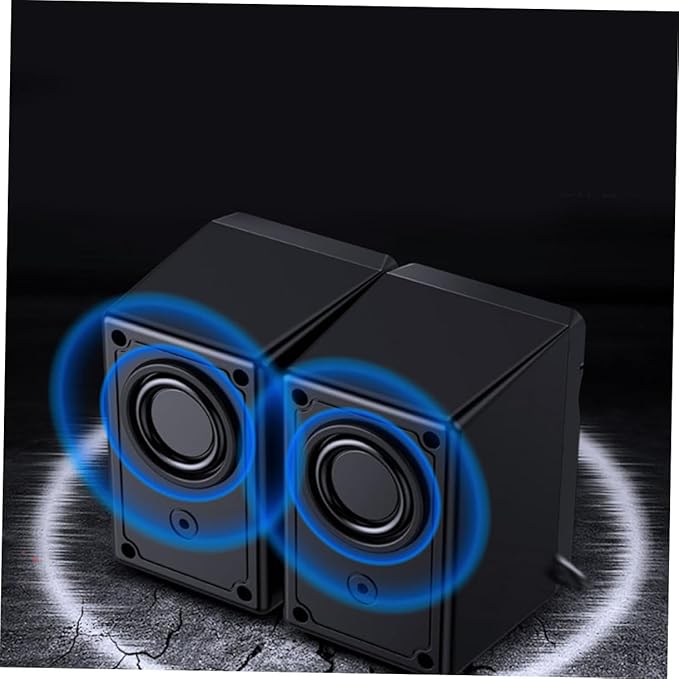 Gatuida 2pcs USB Desktop Computer Speakers with Colorful Lighting Wired Subwoofer Loudspeaker Box for Home Office Gaming Compact Non-Slip Design Compatible with Laptop Phone