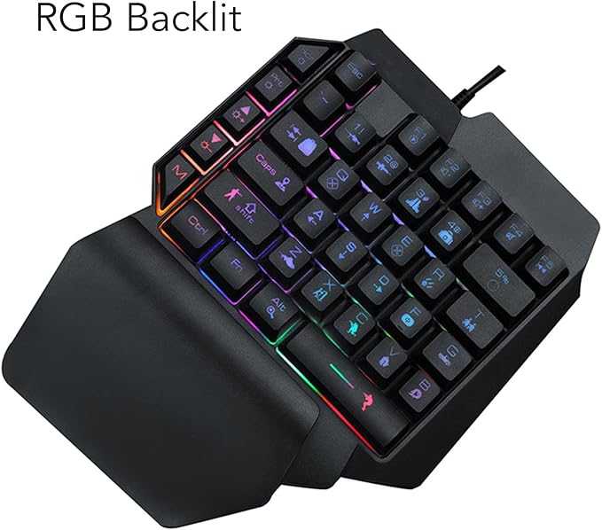 Sanpyl One Handed Gaming Keyboard RGB Backlit USB Wired Single Hand Mechanical Keyboard Half Keyboard Professional Gaming Keypad for Computer Gaming