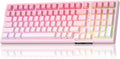 MageGee SKY98 Wireless Gasket Mechanical Gaming Keyboard 96% Hot Swappable RGB Custom Creamy Keyboard with 5-Layer Sound Padding BT/2.4G/USB-C Side Printed Keycaps (Pink&ampWhite Violet Switch)