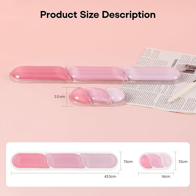 EPOMAKER CloudGel Wrist Rest for Keyboard and Mouse 2 Pieces Silicone Wrist Support Anti-Slip Rubber Bottom Ergonomic Design Suitable for Office/Computer/Laptop/Gaming (Pink)