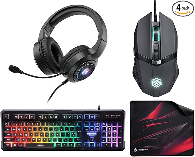 Greenhouse GH-GMSETA Gaming Device Set Mouse Keyboard Headset Mouse Pad Wired Game Entry Model Beginners PC