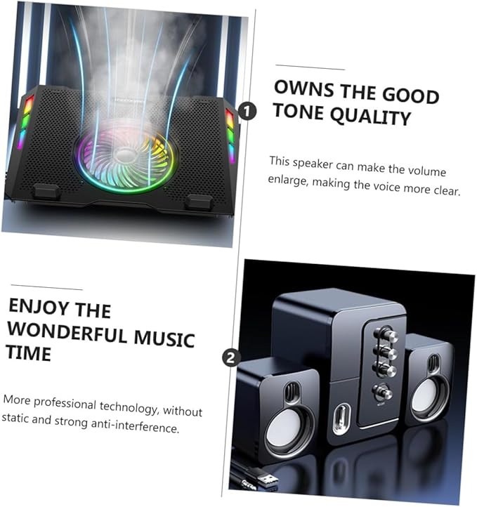 GALPADA USB Computer Speaker with 3D Surround Sound and Deep Bass Compact Black Desktop Speaker for Laptop and Home Office Use