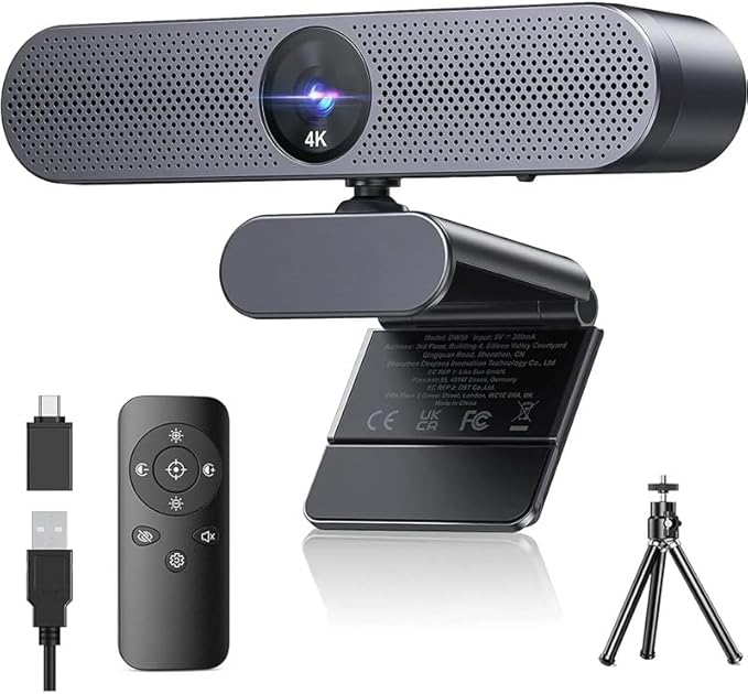 4K Webcam Web Camera with Mics Remote Control Webcamera for Zoom Teams PC Laptop Desktop