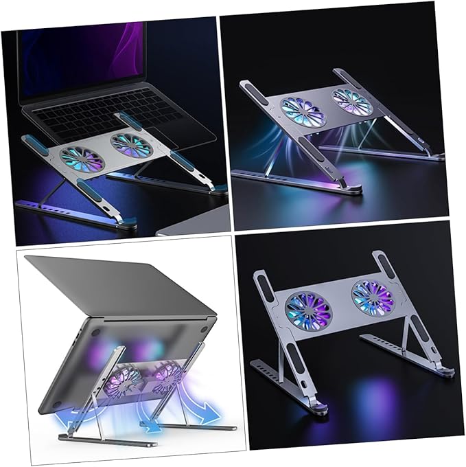 Tofficu Laptop Cooler Pad Fans Led Light Cooling Bracket for Laptop Quiet Stand