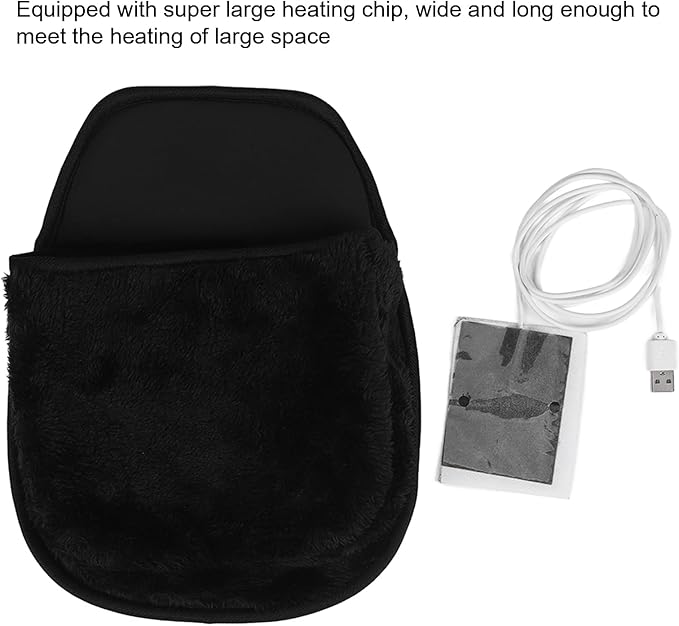 Heated Pad Hand Warmer Pad Office Mousepad USB Heated Computer Pad Hand Warmer Roomy Hand Warming Pad Desk Accessories for Men Women Heating Pads (Black)