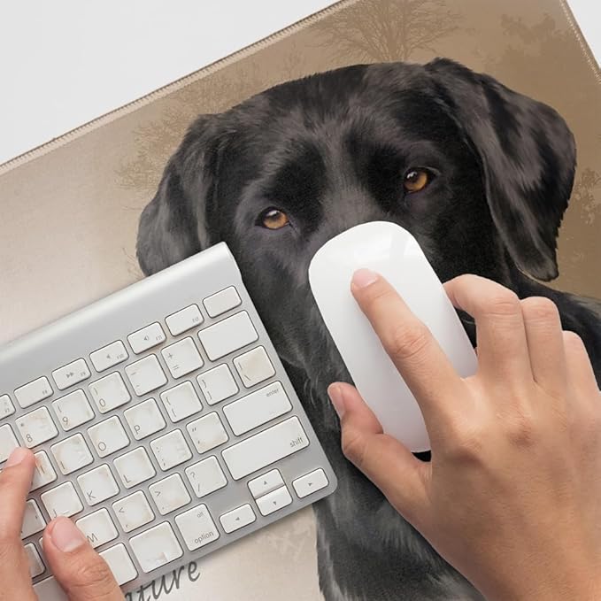 Black Lab Labrador Dog Breed Large Gaming Mouse Pad Desk Mat with Stitched Edges Non-Slip Base for Gamer Home and Office