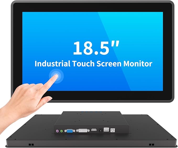 18.5 Inch Industrial Touch Screen Monitor 10 Points Touch Ratio 16:9 Capacitive PCAP Display 1366x768R Active Matrix TFT LCD LED Backlight VGA DVI HD-MI Ports