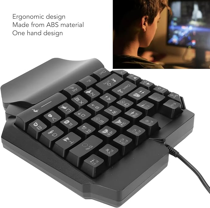 Sanpyl One Handed Gaming Keyboard RGB Backlit USB Wired Single Hand Mechanical Keyboard Half Keyboard Professional Gaming Keypad for Computer Gaming