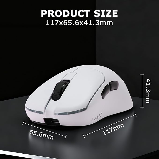 AJ179PRO PAW3395 26000 DPI Gaming Mouse 8000Hz Polling Rate 58g Ultra-Light Tri-Mode (2.4G/Wired/Bluetooth 5.2) Magnetic RGB Charging Dock Ergonomic Right-Hand Design White