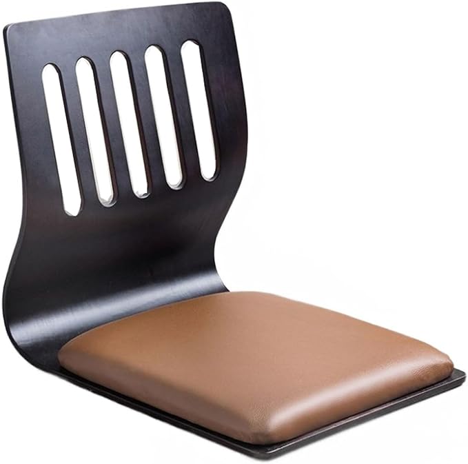 ELEFOCUS Terrace Legless Chair Floor Chair Artificial Leather Cushion Back Support Lazy Hotel 37X46X43CM(C)
