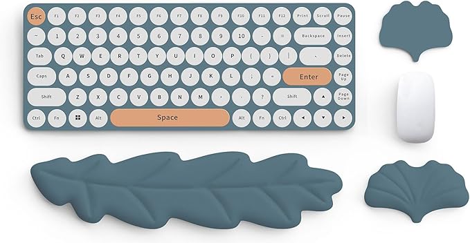 Leather Keyboard Wrist Rest Set Wrist Rest for Keyboard and MouseWrist Rest with Non-Slip PU Base Comfortable Memory Foam Ergonomic Wrist Support Pad Arm Cushion for Computer Laptop Mac Dark Green
