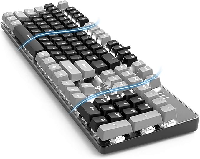 Qisan 104 Mechanical Keyboard for Gaming | Large Size USB White Backlit Gaming Keyboard Wired | US Layout Brown Switches Hot Swappable Mechanical Clicky Keyboards Compatible with PC &amp Laptop
