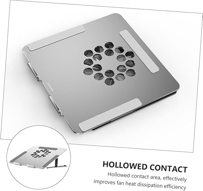 BESPORTBLE Adjustable Height Alloy Laptop Cooler Stand with Quiet Cooling Fan for Gaming and Office Use Compatible Under 17.3 Inch Laptops Silver