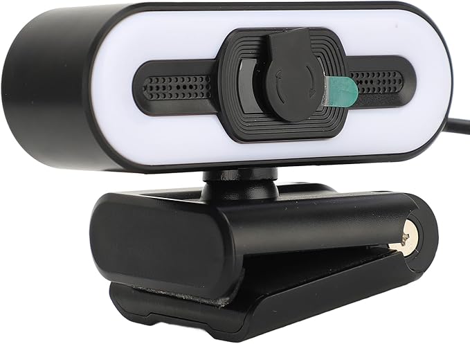 ASHATA 4K Digital Zoom Webcam Built in Microphone Super Bright Fill Light Auto Beauty USB PC Camera for Laptop Computer LCD Display for Video Calls