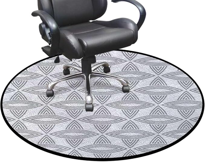 Dust and White Chair Mat Office Protector for Hardwood Floors Anti-Slip Floor Protection Mat Multi-Purpose Chair Carpet for Desk Floral Theme Design Abstract Style Diameter 35.4 in