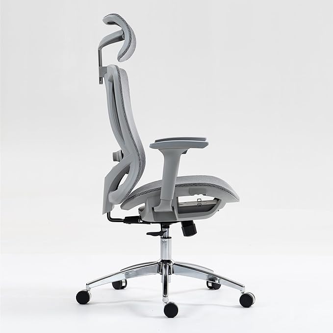 Ergonomic High Back Mesh Office Chair - Adjustable Lumbar Support Headrest &amp 3D Armrests Swivel Desk Chair for Home Office and Gaming (Gray Model C)