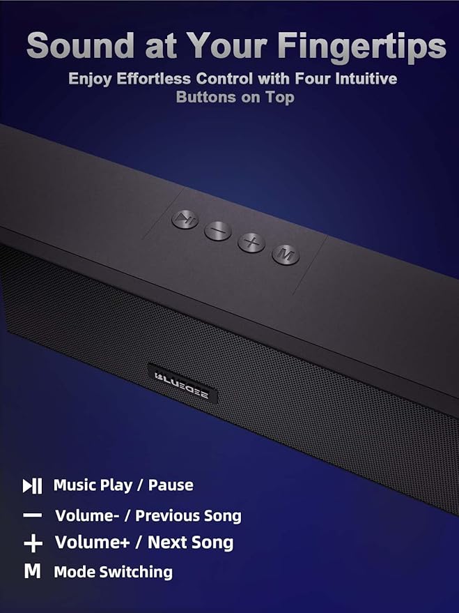 Computer Speakers 24W Bluetooth Computer Soundbar 3.5mm Aux-in Computer Speakers for Desktop Monitor Computer Sound Bar with Deep Impactful Bass Gaming Speakers for PCLaptopTablet