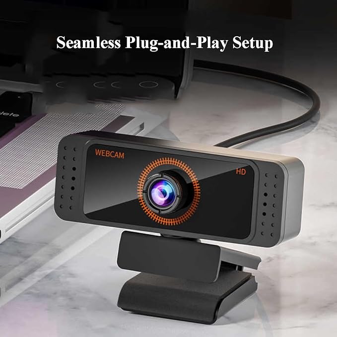 GIZNXBA Webcam 1080P with Microphone for PC/Laptop USB Computer Camera Plug &amp Play with 90° Wide-Angle Lens for Video Calls Live Streaming Gaming &amp Online Meetings
