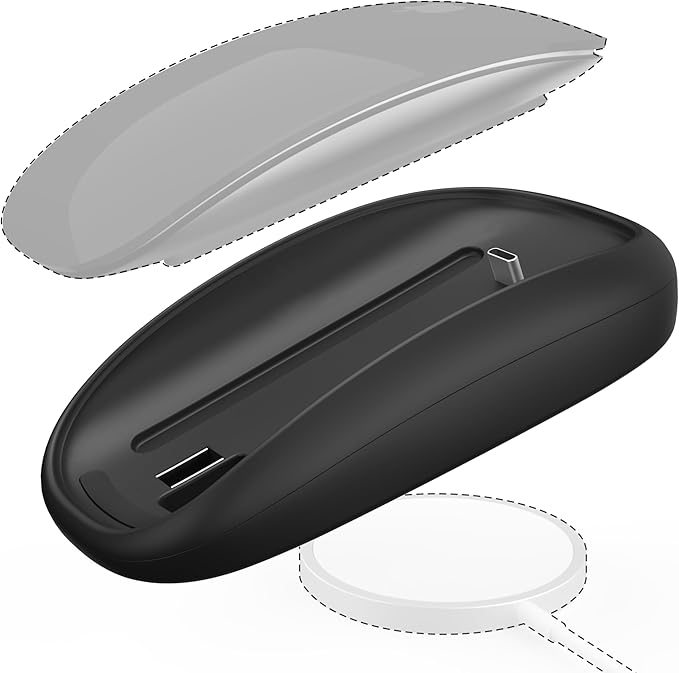 TATOFY Mouse Charger Compatible with Magic Mouse 2 (USB-C) Grip with Wireless Charging Support Ergonomic Base (Black)
