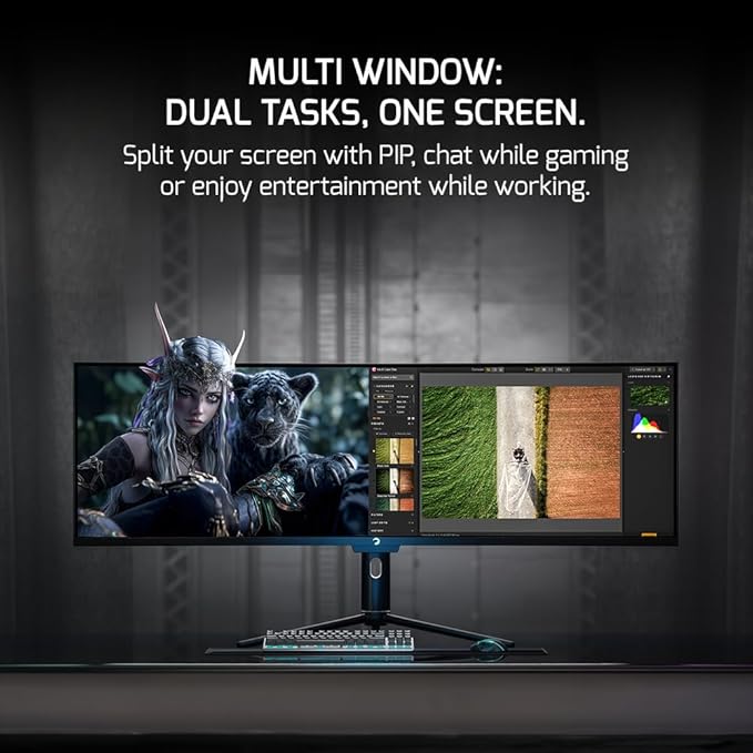 GAMEPOWER DQ49 inch Curved Ultrawide Gaming Monitor 1Ms 120Hz Refresh Rate 32:9 DQHD 5120 x 1440P R1800 99% sRGB HDR400 DisplayPort Type-C FreeSync Gsync Height - Tilt Adjustable