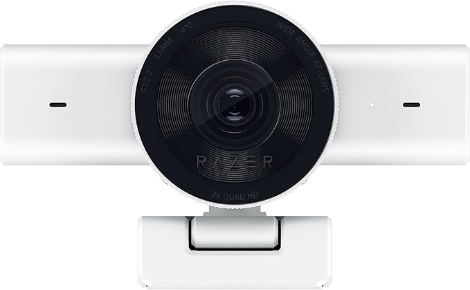 Razer Kiyo V2 X Streaming Webcam: 1440p 60 FPS - Auto Focus - Built-in Microphone - Wide Angle Lense - Integrated Privacy Shutter - Works with OBS Xsplit Streamlabs Discord Zoom Teams - White