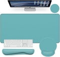 Dapesuom Large Gaming Mouse Pad Mouse Pads with Wrist Rest Wrist Support 4in1 Big XXL Desk Mat Desk Pad + Ergonomic Mousepad + Memory Foam Keyboard Mat Wrist Rest + Coaster Set for Computer Green
