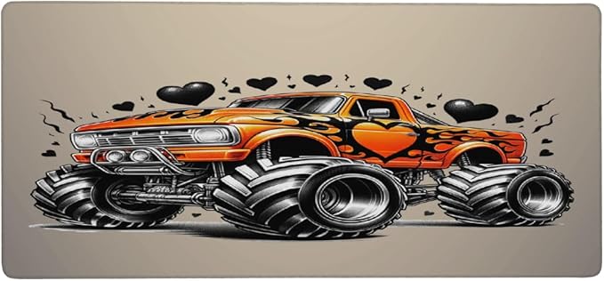 Orange Car Truck Large Mouse Pad Gaming Mousepad Desk Mat for Desktop Computer Keyboard Waterproof Mouse Mat Desk Pad with Non-Slip Base for Game School Office Home 35.4 x 15.7