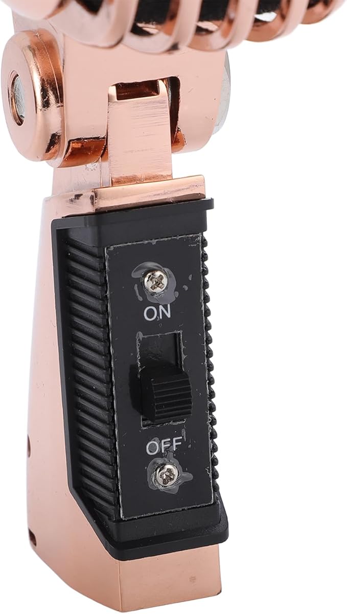 Vintage Retro Old School Microphone Dynamic Microphone Retro Cardioid Pickup Angle Adjustable Mic for Stage Performance KTV (Pink Gold)