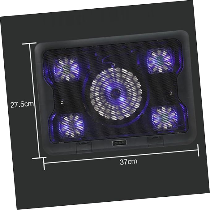 jojofuny Laptop Cooling Pad with 5 Fans USB Powered Cooling Base for Notebooks Multi-Angle Adjustable Heatsink Stand Compatible with Laptops for Gaming and Work Black