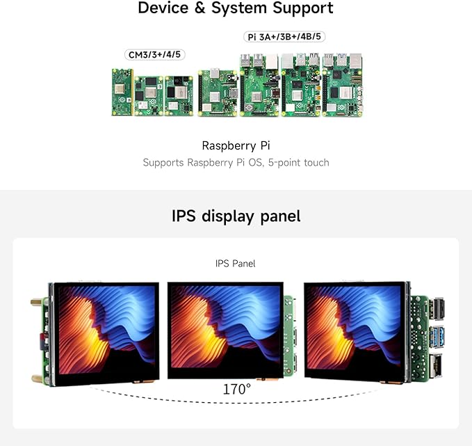 KLAYERS 3.5 Inch DSI Capacitive Touch Screen640x480 IPS with 5-Point TouchCompatible with Raspberry PI 5/4B/Zero and All Series Boards