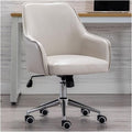 Adjustable Office Computer Chair with Armrest Leather Office Chair for Furniture Home Bedroom Study Computer Swivel Gaming(Rice)