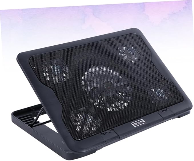 USB Laptop Cooling Stand 5 Fans Cooler Adjustable Angle Anti-Skid Laptop Cooling Device with Heatsink Base for Gaming and Office Use